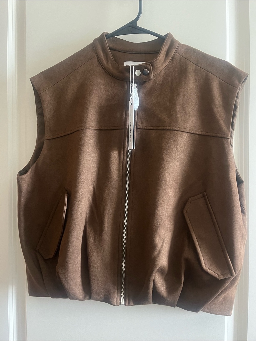 Women’s Brown Suede Zip Vest Jacket